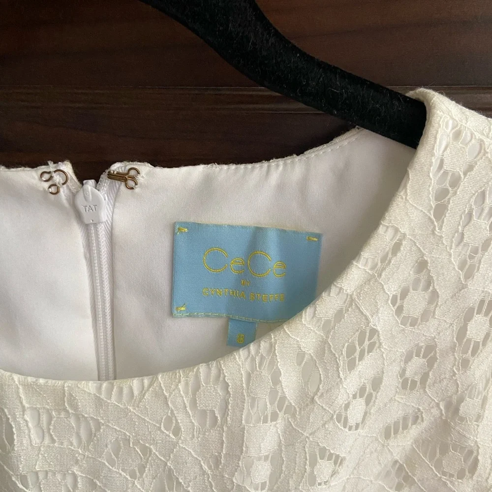Cece dress, size 8, white w/ lace overlay - Picture 3 of 4
